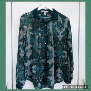 Long sleeve paisley print blouse